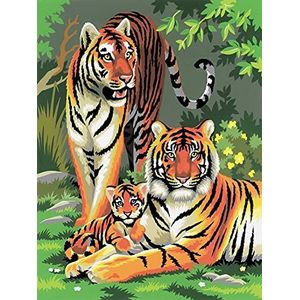 Schilderen op nummer - Junior ""Tiger"", doe-het-zelf schilderij ca. 33 x 24 cm groot, incl. 7 acrylkleuren, penselen en bedrukt schilderkarton, voor beginners en kinderen vanaf 8 jaar