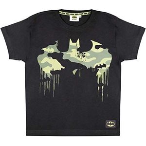 DC Comics Batman Camo Logo T-shirt, Kinderen, 104-170, Schwarz, Officiële Koopwaar