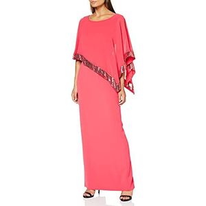 Gina Bacconi Dames Pailletten Trim Cape Maxi Jurk Cocktail, Flamingo Roze, 36 NL