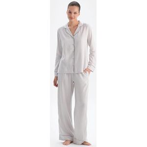 Dagi Vrouwen White Striped Viscose Woven Broek, 36, wit, 36