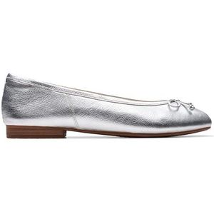 Clarks Dames Fawna Lily Ballet Flat, Zilver Leer, 36 UK, Zilveren leder, 36 EU