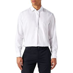 Seidensticker Businesshemd voor heren, regular fit, strijkvrij, kent-kraag, lange mouwen, 100% katoen, wit (01 wit), 44