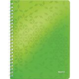 Leitz A4 Notitieboek Met PP Kaft, Groen, Spiraalgebonden, 80 Vellen, Gelinieerd, Ivoorkleurige Vellen Van 80 Gsm, WOW Get Organised