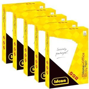 Idena 90950 - Kopieerpapier A4, 5 pakken van 500 vellen 80 g/m², wit printerpapier voor laser- en inkjetprinters
