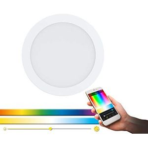 EGLO connect LED inbouwarmatuur Fueva-C, Smart Home inbouwarmatuur, materiaal: gegoten metaal, kunststof, kleur: wit, Ø: 22,5 cm, dimbaar, wittinten en kleuren instelbaar