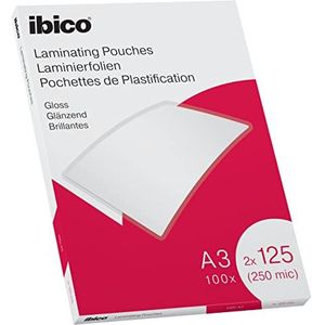 Ibico A3 Lamineerhoezen, Glanzend, 250 Micron, 100 Stuks, Glashelder, 627321