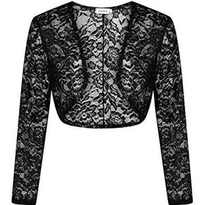 Clearlove Bolero voor dames, lange mouwen, gebreide jas, feestelijke schouderjas, korte cardigan top, zwart, S