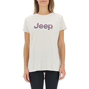 Jeep O102611-J863 J T-shirt oversize print gestreepte mouwen met revers J22W dames Light Graystone XL, Licht Graystone, XL