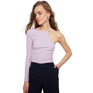 Trendyol Vrouwen Regelmatige Asymmetrische Asymmetrische Kraag Geweven Blouse, Lila, S