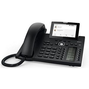 Snom D385 IP telefoon, SIP tafeltelefoon kleur + SmartScreen, 12 SIP-identiteiten, sensorhaakschakelaar, Bluetooth, USB, 48 zelfbeschrijfbare sleutels (12 fysiek), zwart, 0004340