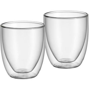 WMF Kult dubbelwandige cappuccino-glazen, 2-delig, thermoglas, hittebestendig, vaatwasmachinebestendig, V 250 ml, H 10 cm
