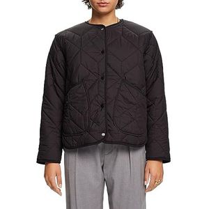 ESPRIT Gerecycled: gewatteerde jas met teddyvoering, zwart, XS