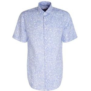 Seidensticker Zakelijk overhemd voor heren, regular fit, zacht, kent-kraag, korte mouwen, 100% linnen, lichtblauw, 43