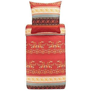 Bassetti Beddengoed Orosei R1 van katoen Mako-satijn in de kleur rood 2-delig met ritssluiting, afmetingen: 135cm x 200cm, 80cm x 80cm, 9323452