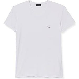 Emporio Armani Heren Soft Modal Eagle Logo Slim Fit V-hals T-shirt, wit, M