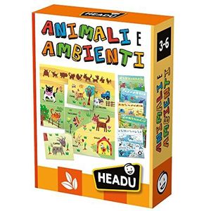 Headu Dieren en omgevingen, een tombola om de dieren te ontdekken, It51388, educatief spel voor kinderen van 3-6 jaar, Made in Italy