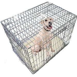 Ellie-Bo 30 inch Deluxe 2 deurs opvouwbare hond puppy kooi met faux schapenvacht bed in zilver