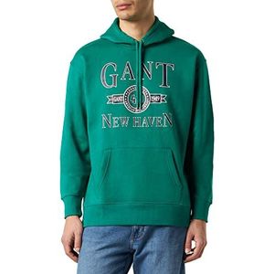 GANT Heren Retro Crest Hoodie Pullover met capuchon, Lush Green, Standaard, Lush Green., L