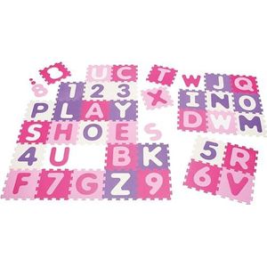 Playshoes 308746 – puzzelmat voor baby's en kinderen, letters en cijfers, speelmat, schuimstofmat, 36-delig, pastelkleuren