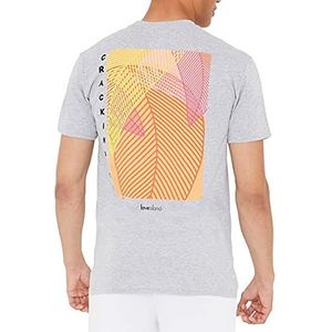 Sleepdown Mens liefde eiland kraken op tropische rug afdrukken casual t-shirt officieel gelicentieerd tv-show, Kleur: wit, L