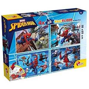 Lisciani-Games Marvel Puzzle DF Maxi Floor 4 x 48 Spiderman, meerkleurig, 100385