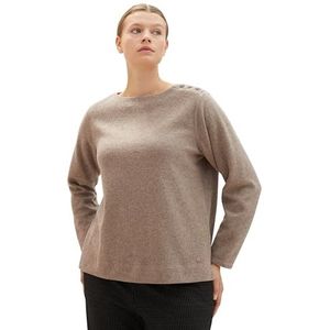 TOM TAILOR Dames Plussize Sweatshirt, 33962 - Doeskin Melange, 48/Grote Maten