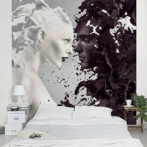 Apalis Vliesbehang Melk en Coffee Fotobehang Vierkant | Fleece Behang Muurbehang Muurschildering Foto 3D Fotobehang voor Slaapkamer Woonkamer Keuken | Grootte: 192x192 cm, grijs, 95388