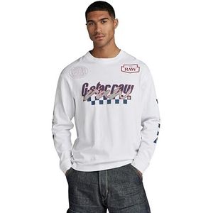 G-STAR RAW Moto Boxy Graphic ls, wit (White D23878-c336-110), S