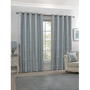 Emma Barclay Eden - Gevoerde Oogje Jacquard Gordijnen in Duck Egg - Breedte 66 x Drop 54"" (168 x 137cm)