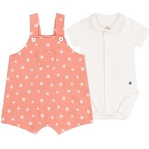 Petit Bateau Overalls voor babymeisjes, abrikoos/marshmallow, 3 Maanden