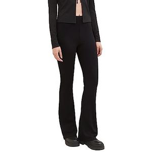 TOM TAILOR Denim Flared dameslegging met geribbelde structuur, 14482-diep zwart, XL