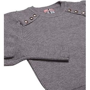 Nascita Dames trendy trui met schouderknopen acryl lichtgrijs melange maat XS/S, lichtgrijs, gemêleerd, XS