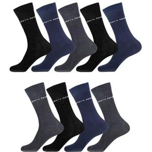 Pierre Cardin Herensokken, gekamd katoen, 9 stuks, hoge herensokken, zacht en comfortabel, zwart, blauw en grijs, maat 39/42, a, 39-42 EU