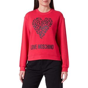 Love Moschino Dames Regular Fit met Maxi Animalier Heart and Logo Sweatshirt, rood, 48