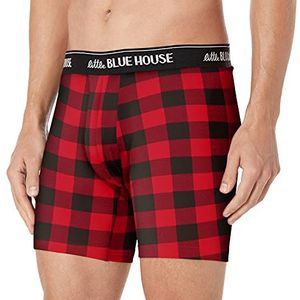 Little Blue House by Hatley Heren Moose On Red Boxershort, Buffalo Plaid, L
