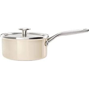 KitchenAid Steel Core Enamel steelpan 18cm 2,0L - Amandelwit - inductie - PFAS-vrij