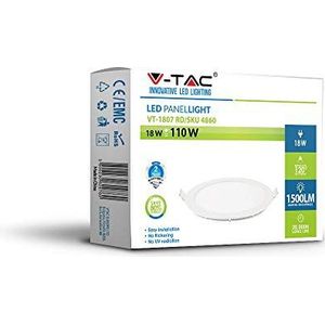 V-TAC 4860 V-TAC VT-1807 3000K 4860 LED-inbouwlamp warmwit wit, 18 W, 230 V, 18 W
