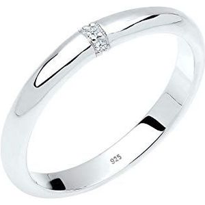 Elli Ring Dames Band Ring met Diamant (0.045 ct) Delicate in 925 Sterling Zilver rose goud verguld