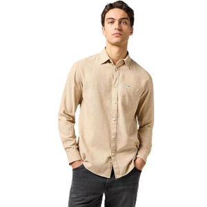 T-shirt - Geweven - Groen - Linnen/Katoen - Regular Fit