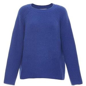 Jalene Dames midi-trui met gestructureerde structuur en strepen en ronde hals Royal Blue maat XS/S, koningsblauw, XS