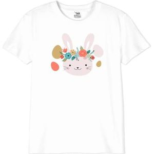 Republic Of California Illustration Rabbit and Eggs BOREPCZTS036 T-shirt voor jongens, wit, maat 14 jaar, Wit, 14 Jaren