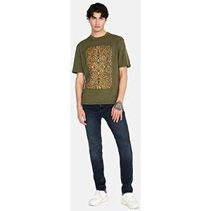 Sisley Heren-T-shirt (verpakking van 2 stuks), Militair Groen 35a, XL