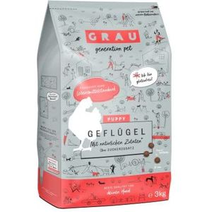 GRAU - het origineel - Droogvoer voor honden - Junior - Gevogelte, 1 verpakking (1 x 3 kg), glutenvrij, voor uw hond vanaf 4 maanden oud