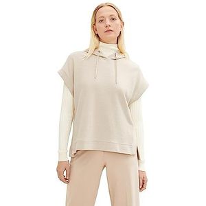 TOM TAILOR Dames Sweatshirt met capuchon 1034524, 30936 - Cold Beige Herringbone, XL