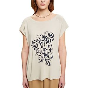 Esprit Lenzing™ Ecovero Collection T-shirt met print op de voorkant, 260/Light Taupe, XXL