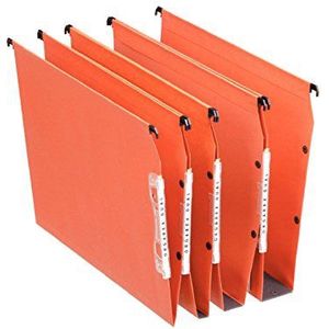 Esselte Dual – hangmappen A4 zijkant, capaciteit 100 vellen, V-bodem, afstand 330 mm, geïntegreerde etikettenhouder, 25 stuks, oranje, 21627