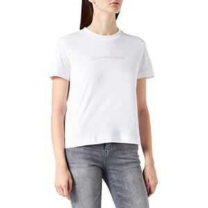 Calvin Klein Jeans Gekrompen Institutioneel T-shirt voor dames, Helder Wit, XS