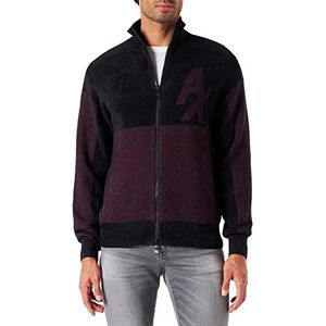 Armani Exchange Heren Double Color, Hoge Neck, Logo Vest Sweater, Navy/Grape Wine, Extra Large