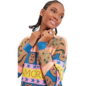 Trendyol Dames Gekleurde Jacquard Steep Collar Knitwear Sweater, Multi Color, M