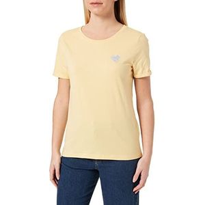 ONLY Dames Onlkita S/S Logo Top Noos T-shirt, Straw/Print: Silver Glitter Heart, M